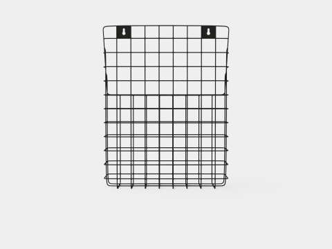 Metal Wall Storage Basket Black Modelo 3D