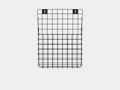 Metal Wall Storage Basket Black 3D Model