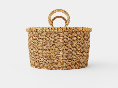 Low storage basket in seaweed Modèle 3D