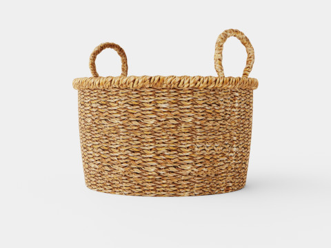 Low storage basket in seaweed Modèle 3D