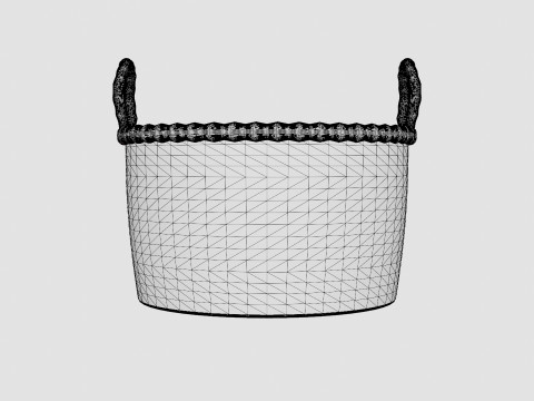 Low storage basket in seaweed Modèle 3D