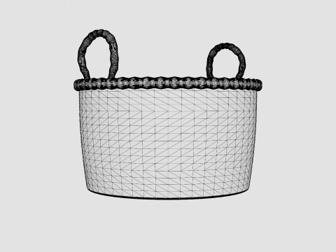 Low storage basket in seaweed Modèle 3D