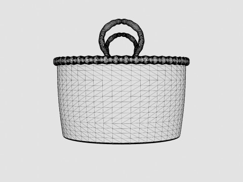 Low storage basket in seaweed Modèle 3D