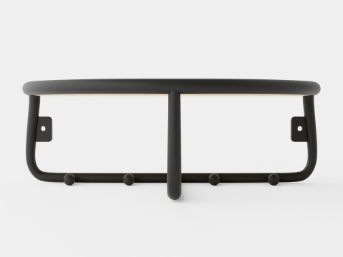 Wooden Hat Rack Black 3D Model