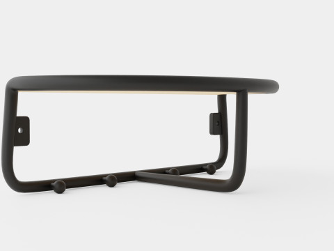 Wooden Hat Rack Black 3D Model
