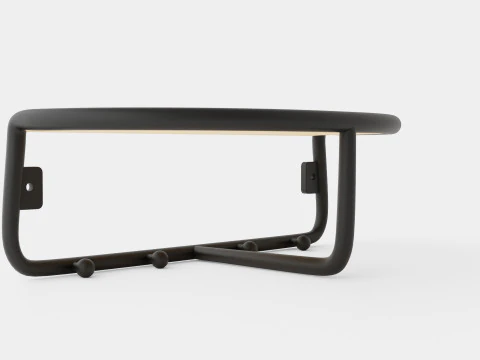 Wooden Hat Rack Black 3D Model