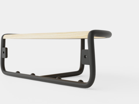 Wooden Hat Rack Black 3D Model