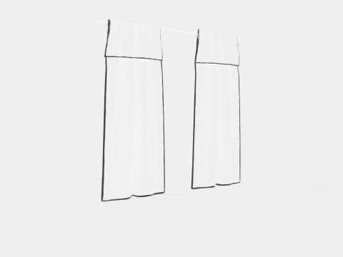 Curtain Length in Linen Mix Light Grey 3D Model