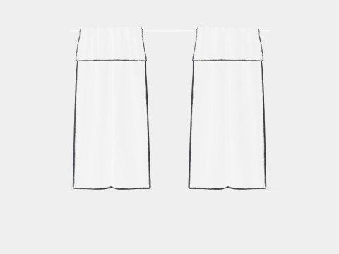 Curtain Length in Linen Mix Light Grey 3D Модель