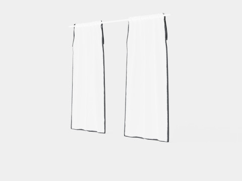 Curtain Length in Linen Mix Light Grey 3D Модель