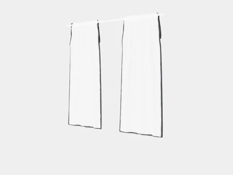 Curtain Length in Linen Mix Light Grey 3D Model