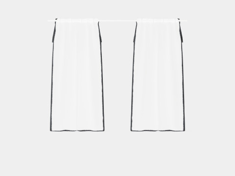 Curtain Length in Linen Mix Light Grey 3D Модель