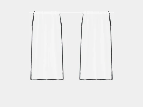 Curtain Length in Linen Mix Light Grey 3D Model
