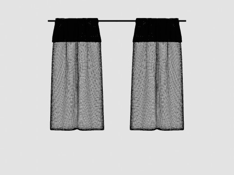 Curtain Length in Linen Mix Light Grey 3D Модель