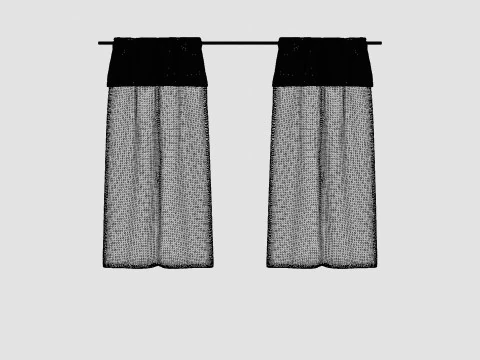 Curtain Length in Linen Mix Light Grey 3D Model