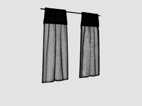 Curtain Length in Linen Mix Light Grey 3D Model