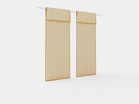 Curtain Length in Linen Mix Beige 3D Модель