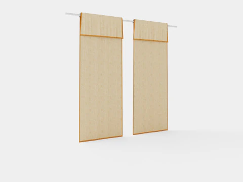 Curtain Length in Linen Mix Beige 3D Model