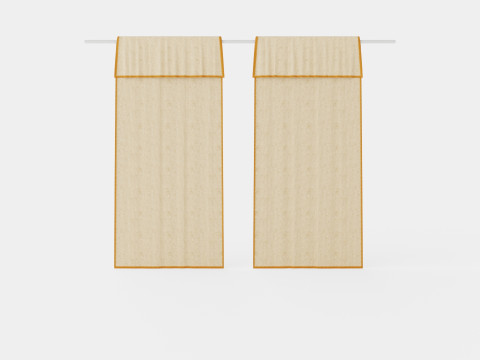 Curtain Length in Linen Mix Beige Model 3D