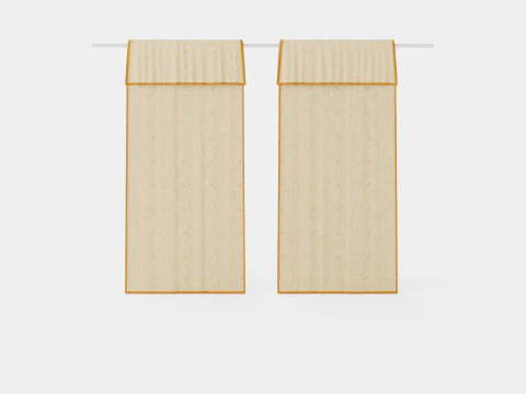 Curtain Length in Linen Mix Beige 3D Model