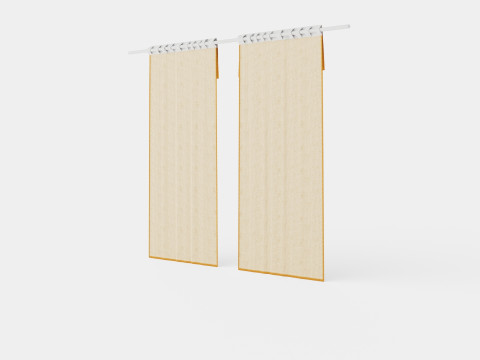 Curtain Length in Linen Mix Beige Model 3D