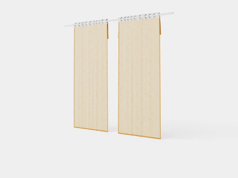 Curtain Length in Linen Mix Beige 3D Model