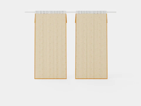Curtain Length in Linen Mix Beige 3D Model