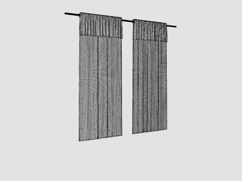 Curtain Length in Linen Mix Beige 3D Model
