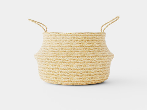 Large round storage basket in plaited seaweed Modelo 3D