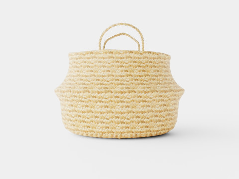 Large round storage basket in plaited seaweed Modelo 3D
