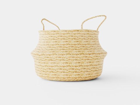 Large round storage basket in plaited seaweed Modelo 3D