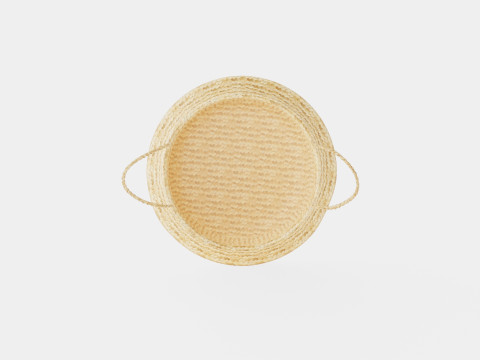 Large round storage basket in plaited seaweed Modelo 3D