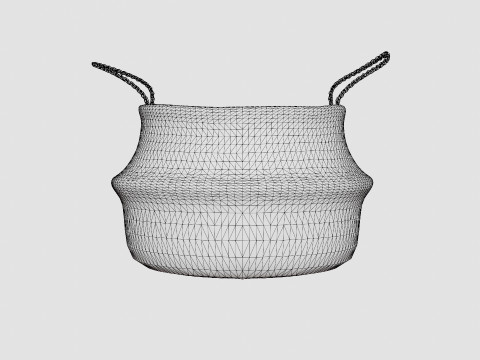 Large round storage basket in plaited seaweed Modelo 3D