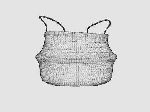 Large round storage basket in plaited seaweed Modelo 3D