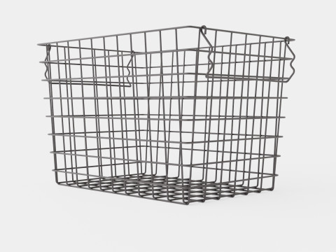 High Metal Storage Basket Black 3D Model