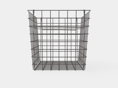 High Metal Storage Basket Black 3D Model