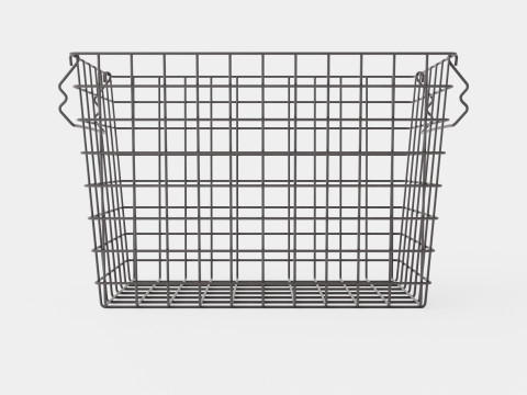 High Metal Storage Basket Black Model 3D