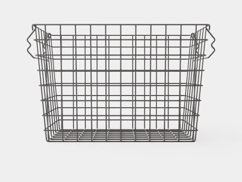 High Metal Storage Basket Black 3D Model