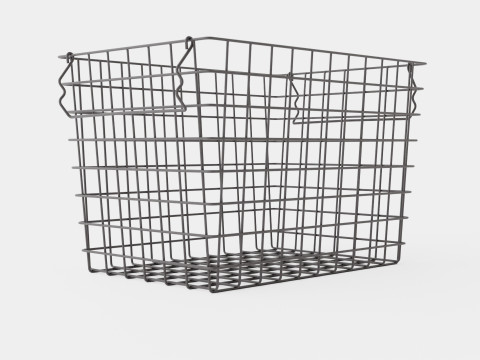 High Metal Storage Basket Black Model 3D