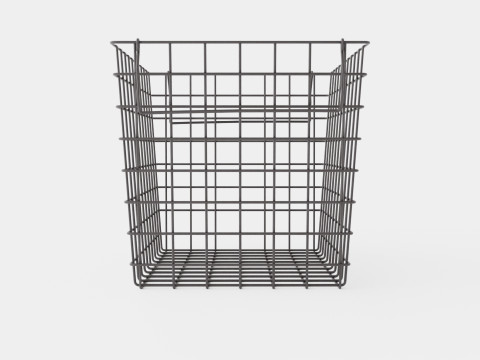High Metal Storage Basket Black Model 3D