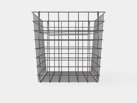 High Metal Storage Basket Black 3D Model