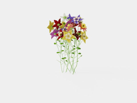 Aquilegia mix Akeleie 3D Model