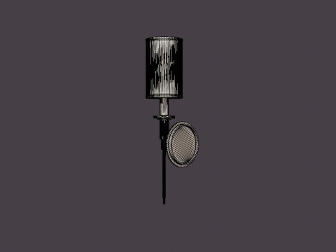 Amherst Wall Lamp - Silver - White Lampshade 3D 模型