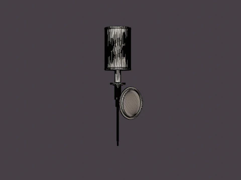 Amherst Wall Lamp - Silver - White Lampshade 3D Model