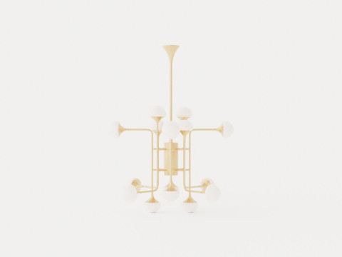 Fleming Chandelier - Gold - o93 H80 3D Модель