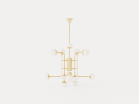 Fleming Chandelier - Gold - o93 H80 3D Модель