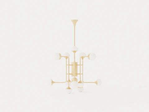 Fleming Chandelier - Gold - o93 H80 3D Model