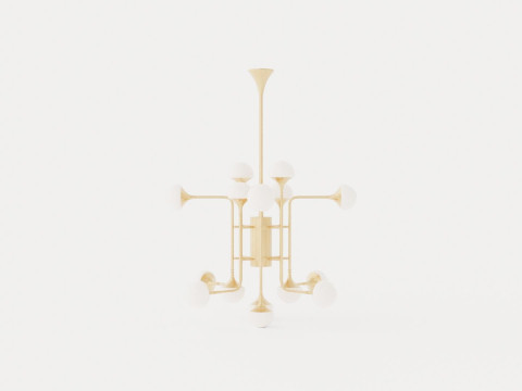 Fleming Chandelier - Gold - o93 H80 3D Модель