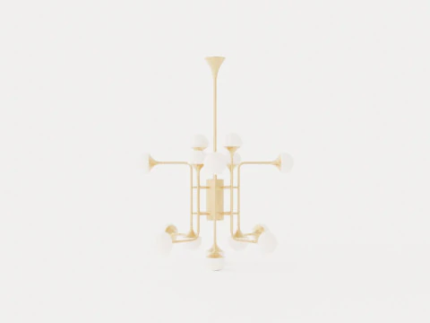 Fleming Chandelier - Gold - o93 H80 3D Model