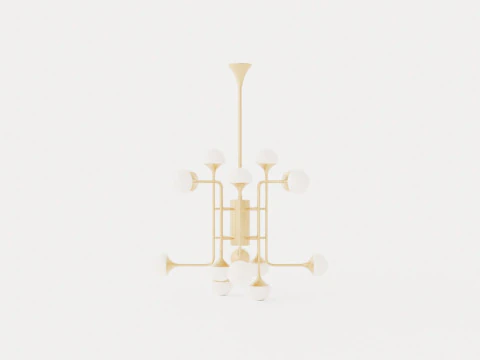 Fleming Chandelier - Gold - o93 H80 3D Model